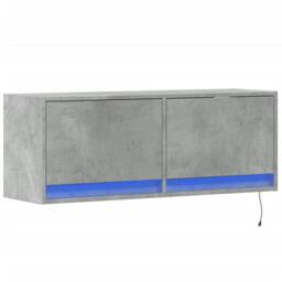Berkfield Home TV Wall Cabinet with LED Lights Concrete Grey 100x31x35 cm - Size: 100 x 31 x 35 cm - thumbnail 1