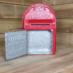 Samuel Alexander 39cm Red with White Detail Christmas Santa Metal Post Box - thumbnail 5