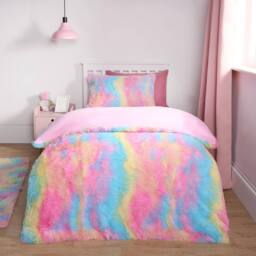 OHS Tie Dye Duvet Cover Quilt Pillowcase Fluffly Fleece Warm Plush Soft Bedding Set in Pink - Size: Double - thumbnail 1