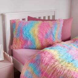 OHS Tie Dye Duvet Cover Quilt Pillowcase Fluffly Fleece Warm Plush Soft Bedding Set in Pink - Size: Double - thumbnail 3
