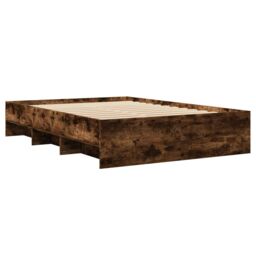 Berkfield Home Bed Frame without Mattress Smoked Oak 140x190 cm Engineered Wood in Brown - thumbnail 4