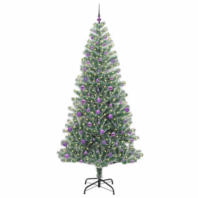 Berkfield Home Stunning Artificial Christmas Tree Snow Flocked with LED Light 240 cm in Green - image 1