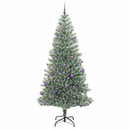 Berkfield Home Stunning Artificial Christmas Tree Snow Flocked with LED Light 240 cm in Green - thumbnail 1