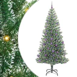 Berkfield Home Stunning Artificial Christmas Tree Snow Flocked with LED Light 240 cm in Green - thumbnail 3