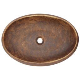 Berkfield Home Countertop Basin Brown Oval 59x40x15 cm Ceramic - Size: 59 x 40 x 15 cm - thumbnail 6