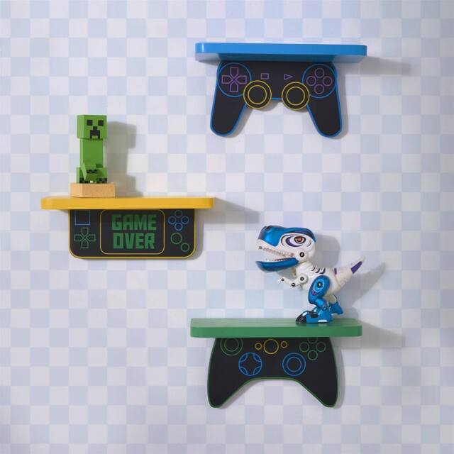 OHS Kids Set of 3 Gaming Novelty Wall Shelves Floating Storage - image 1