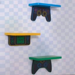 OHS Kids Set of 3 Gaming Novelty Wall Shelves Floating Storage - thumbnail 2