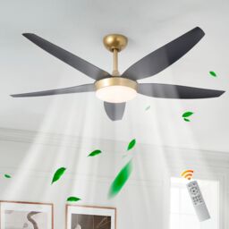 Garwarm 132cm 5 - Blade Reversible Ceiling Fan With LED Light & Remote Control in Black - thumbnail 1