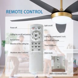 Garwarm 132cm 5 - Blade Reversible Ceiling Fan With LED Light & Remote Control in Black - thumbnail 6