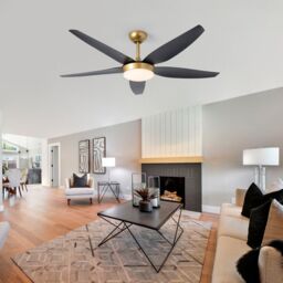 Garwarm 132cm 5 - Blade Reversible Ceiling Fan With LED Light & Remote Control in Black - thumbnail 3