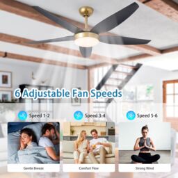 Garwarm 132cm 5 - Blade Reversible Ceiling Fan With LED Light & Remote Control in Black - thumbnail 9
