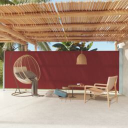 Berkfield Home Patio Retractable Side Awning 180x600 cm Red - thumbnail 1