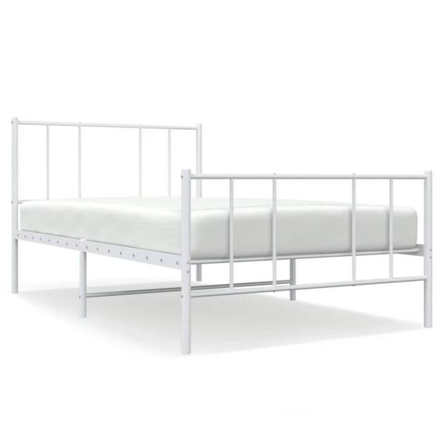 Berkfield Home Metal Bed Frame with Headboard & Footboard White 100x190 cm - image 1