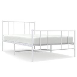 Berkfield Home Metal Bed Frame with Headboard & Footboard White 100x190 cm - thumbnail 1