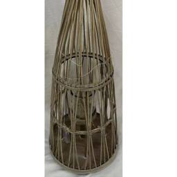 Lemon Pavilion Furniture and Decor Small Conical Lantern with Glass Holder & LED Light, L25 x W25 x H90cm in Brown - thumbnail 2