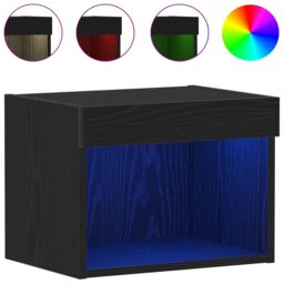 Berkfield Home Wall Cabinet with LED Lights Black Oak 40x30x30 cm - Size: 40 x 30 x 30 cm - thumbnail 4