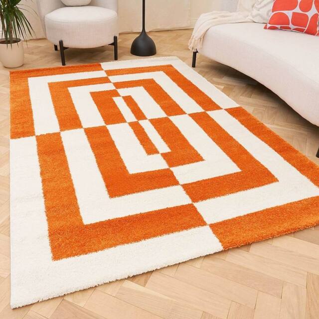 THE RUGS Joli Geometric Soft & Dense Pile Living Room & Bedroom Rug in Orange - Size: 200 cm x 290 cm - image 1