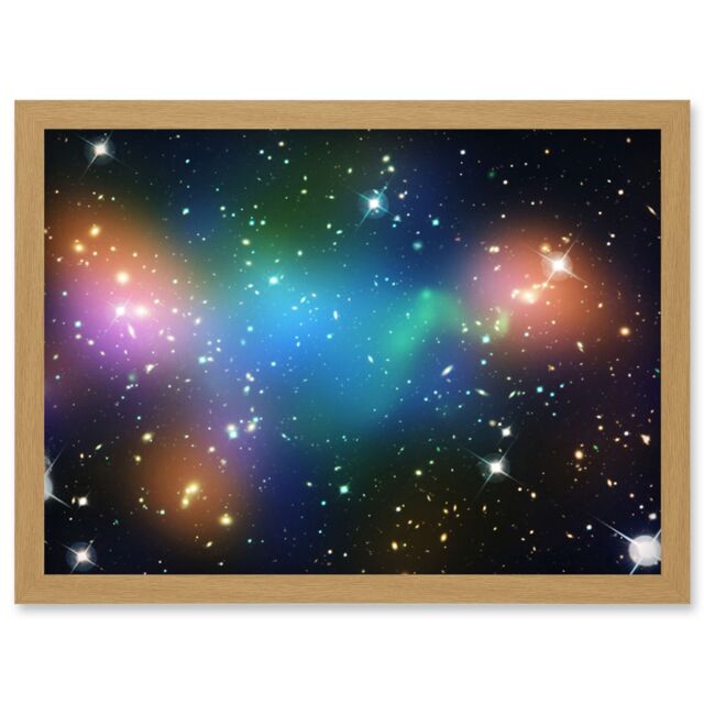 Artery8 Wall Art Print Hubble Space Astronomy Galaxy Cluster Abell 520 HST-CFHT-CXO Colourful Galaxies Dark Matter Hot Gas Caused Intergalactic - image 1