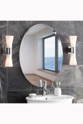 Living and Home European Style Frameless Beveled Edge Oval Bathroom Wall Mirror, 40cm W x 60cm H in Clear - Size: 40 cm W x 60 cm H