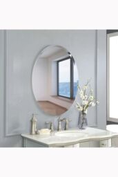Living and Home European Style Frameless Beveled Edge Oval Bathroom Wall Mirror, 40cm W x 60cm H in Clear - Size: 40 cm W x 60 cm H - thumbnail 2