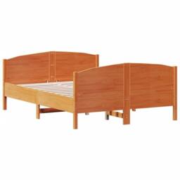 Berkfield Home Beautiful Bed Frame without Mattress Wax Brown 120x200 cm Solid W - Size: Small Double - thumbnail 1