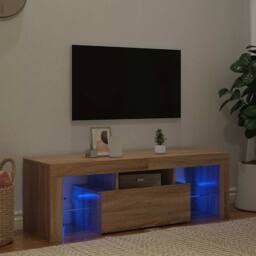 Berkfield Home TV Cabinet with LED Lights Sonoma Oak 120x35x40 cm in Light Brown - Size: 120 x 35 x 40 cm - thumbnail 2
