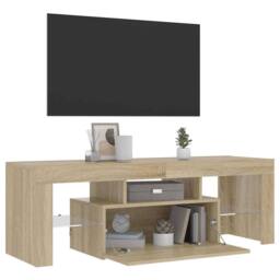 Berkfield Home TV Cabinet with LED Lights Sonoma Oak 120x35x40 cm in Light Brown - Size: 120 x 35 x 40 cm - thumbnail 8
