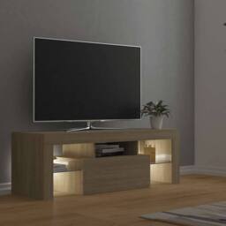 Berkfield Home TV Cabinet with LED Lights Sonoma Oak 120x35x40 cm in Light Brown - Size: 120 x 35 x 40 cm - thumbnail 9