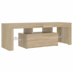 Berkfield Home TV Cabinet with LED Lights Sonoma Oak 120x35x40 cm in Light Brown - Size: 120 x 35 x 40 cm - thumbnail 1