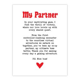"Artery8 Love Poem Gamer Nerd Partner Romantic Poetry Fun Wall Art Print in White - Size: W18"" x H24""" - thumbnail 1