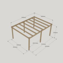 Rutland County Garden Furniture Ltd Garden Pergola 6 Posts - Wood - L360 x W540 x H270 cm - Rustic Brown - thumbnail 4
