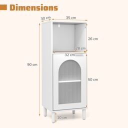 Costway Bathroom Floor Cabinet Wood Side Storage Organizer with Shelf in White - thumbnail 2