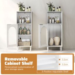 Costway Bathroom Floor Cabinet Wood Side Storage Organizer with Shelf in White - thumbnail 6