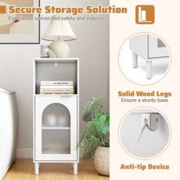 Costway Bathroom Floor Cabinet Wood Side Storage Organizer with Shelf in White - thumbnail 9