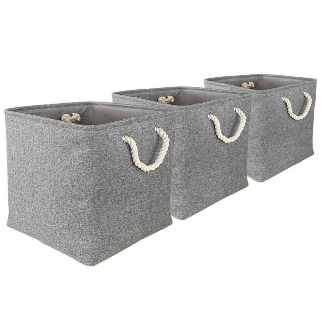 EONLION Set of 3 Storage Cubes Multipurpose Organizer for Clothes & Toys in Grey - image 1