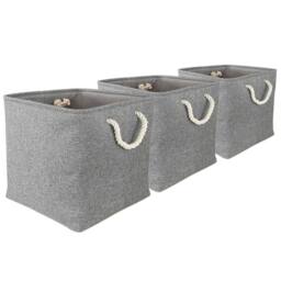 EONLION Set of 3 Storage Cubes Multipurpose Organizer for Clothes & Toys in Grey - thumbnail 1