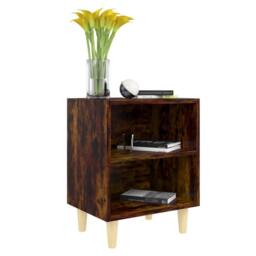 Berkfield Home Bed Cabinets with Solid Wood Legs 2 pcs Smoked Oak 40x30x50 cm in Brown - Size: 40 x 30 x 50 cm - thumbnail 3
