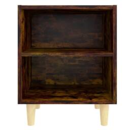 Berkfield Home Bed Cabinets with Solid Wood Legs 2 pcs Smoked Oak 40x30x50 cm in Brown - Size: 40 x 30 x 50 cm - thumbnail 5