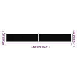 Berkfield Home Retractable Side Awning Black 160x1200 cm - thumbnail 8