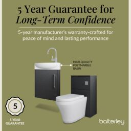 Balterley Cloakroom Suite Left Hand Vanity WC Toilet Tap Set 440mm - Graphite in Grey - thumbnail 6