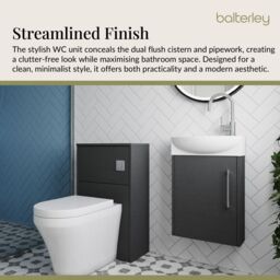 Balterley Cloakroom Suite Left Hand Vanity WC Toilet Tap Set 440mm - Graphite in Grey - thumbnail 3