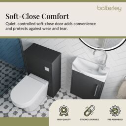 Balterley Cloakroom Suite Left Hand Vanity WC Toilet Tap Set 440mm - Graphite in Grey - thumbnail 4