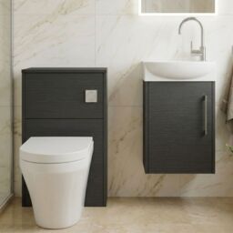 Balterley Cloakroom Suite Left Hand Vanity WC Toilet Tap Set 440mm - Graphite in Grey - thumbnail 8