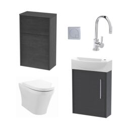 Balterley Cloakroom Suite Left Hand Vanity WC Toilet Tap Set 440mm - Graphite in Grey - thumbnail 1