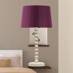 First Choice Lighting Set of 2 Bobbin - Ivory Lamps with Burgundy & Gold Shades in White - thumbnail 6