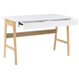 Wyld and Coco Two-Tone Desk 120 x 60 cm with 2 Drawers White and Pine - thumbnail 4