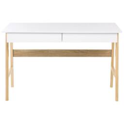 Wyld and Coco Two-Tone Desk 120 x 60 cm with 2 Drawers White and Pine - thumbnail 5
