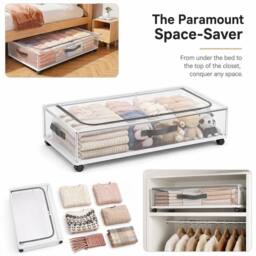 Kelvenix Under Bed Storage Containers with Wheels in White - thumbnail 5