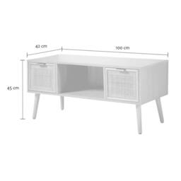 CALICOSY TV Stand With 2 Drawers & Rattan Fronts, 100 Cm Wide - MIYA in Light Brown - thumbnail 5