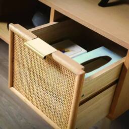CALICOSY TV Stand With 2 Drawers & Rattan Fronts, 100 Cm Wide - MIYA in Light Brown - thumbnail 7